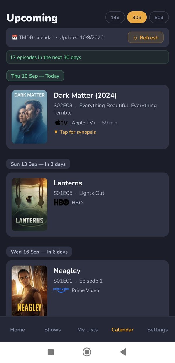 Upcoming episodes calendar